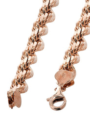 14K Rose Gold Bracelet Solid Rope For Women