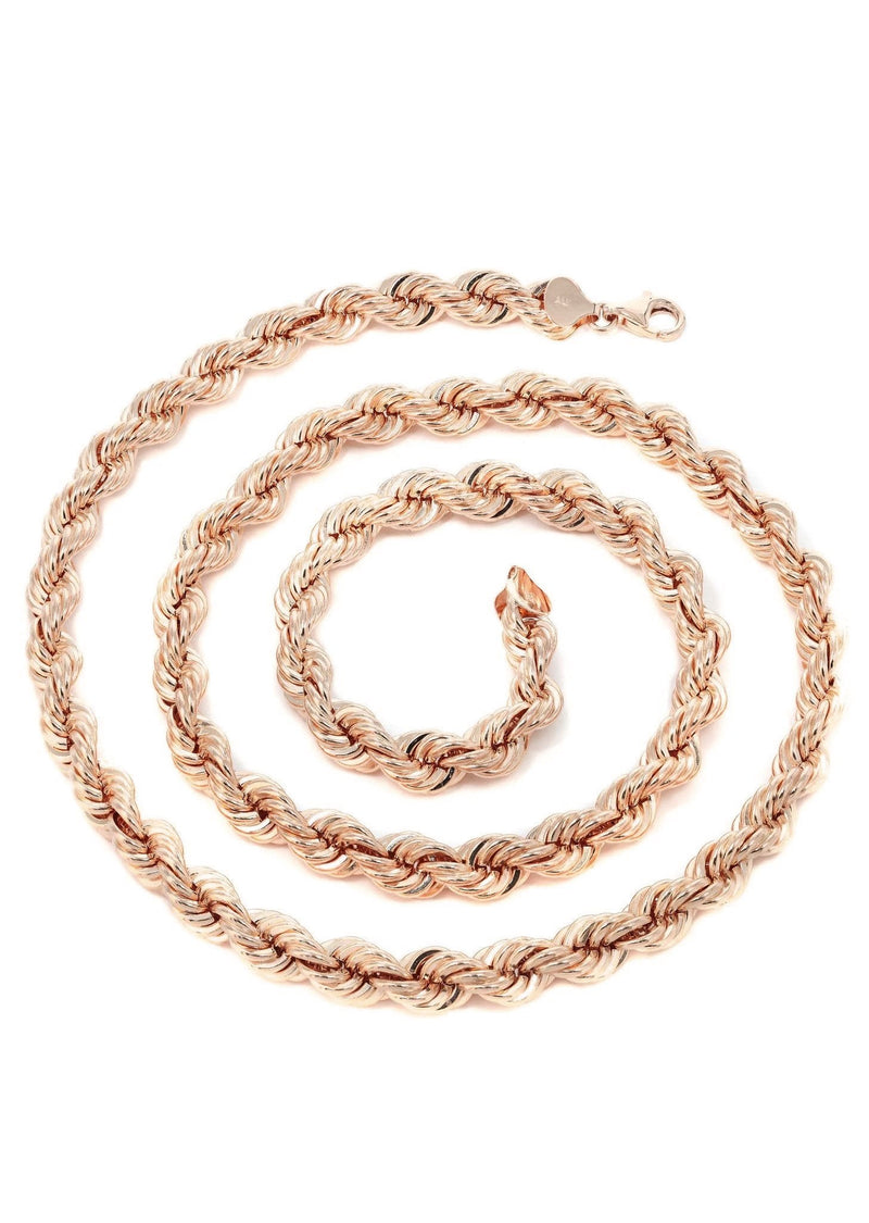 Womens 14K Rose Gold Chain - Solid Rope Chain