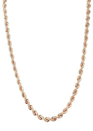 Womens 14K Rose Gold Chain - Solid Rope Chain