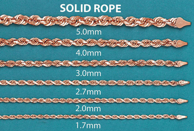 14K Rose Gold Bracelet Solid Rope