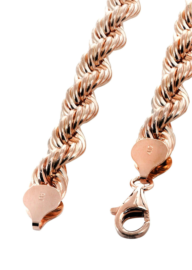 Womens 14K Rose Gold Chain - Solid Rope Chain