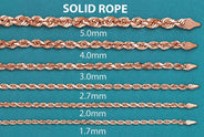 Womens 14K Rose Gold Chain - Solid Rope Chain