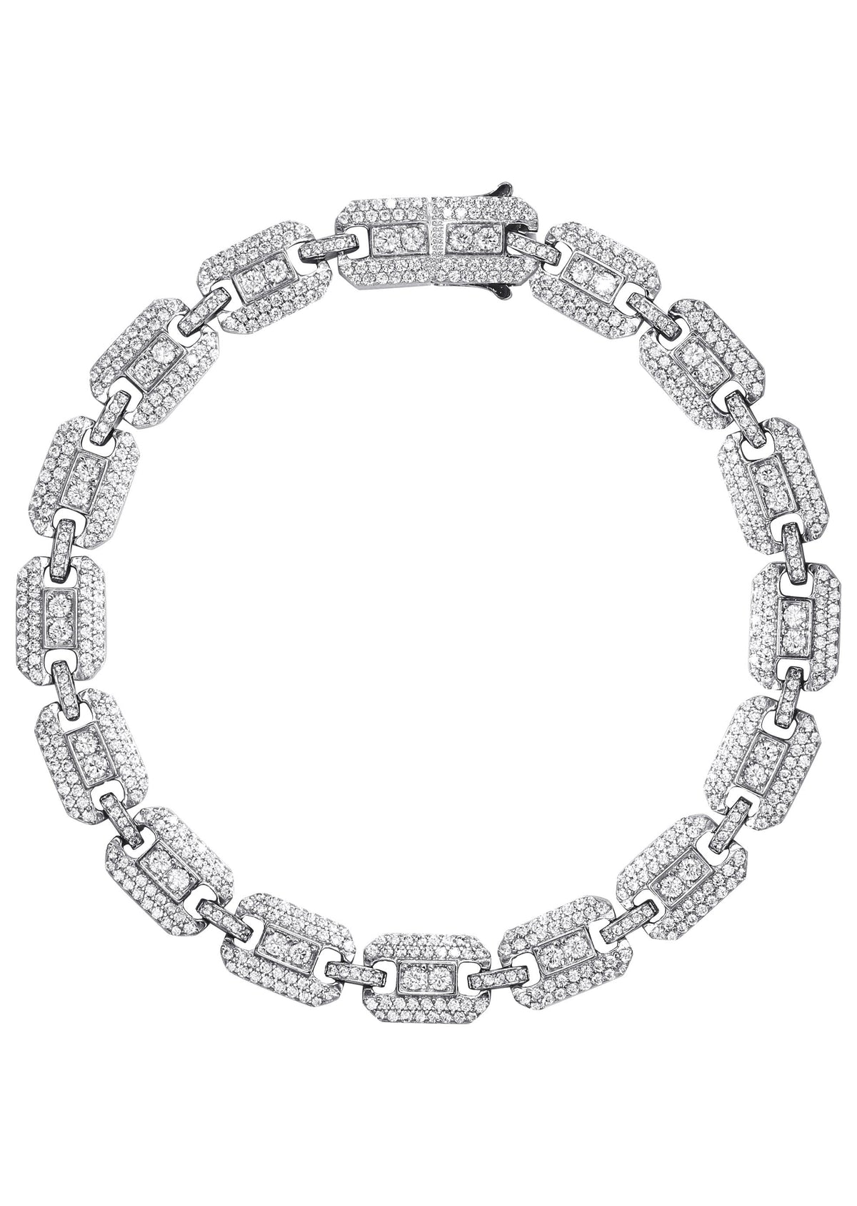 Silver White Ice Square Link Bracelet