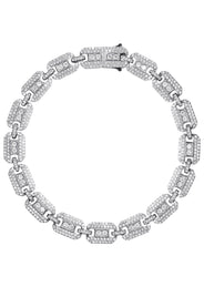 Silver White Ice Square Link Bracelet