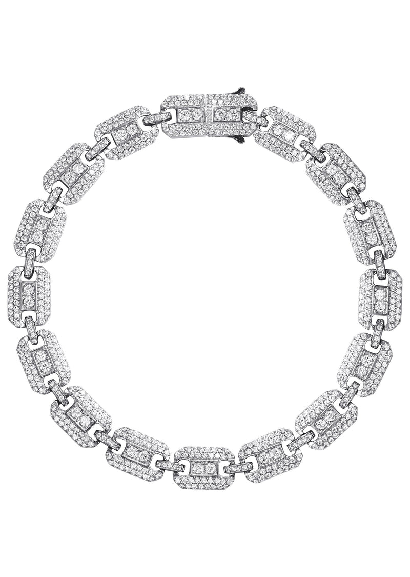 Silver White Ice Square Link Bracelet