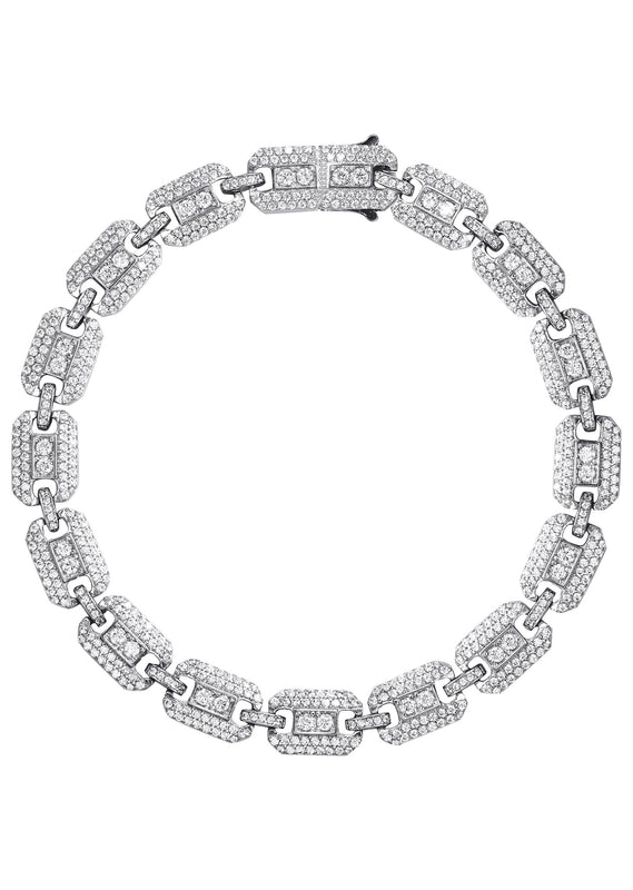 Silver White Ice Square Link Bracelet