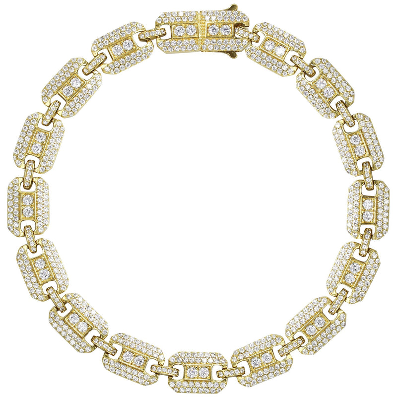Silver Gold Ice Square Link Bracelet