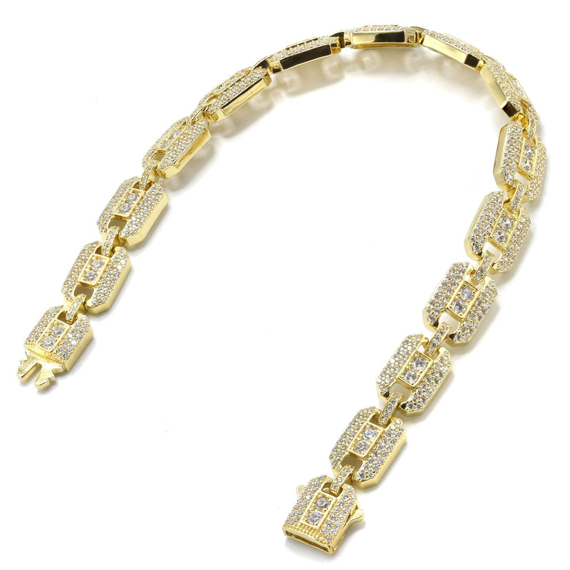 Silver Gold Ice Square Link Bracelet