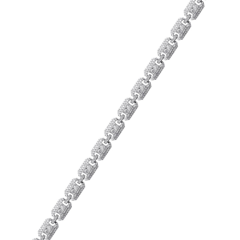 Silver White Ice Square Link Bracelet
