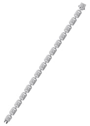 Silver White Ice Square Link Bracelet
