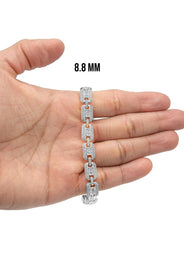 Silver White Ice Square Link Bracelet