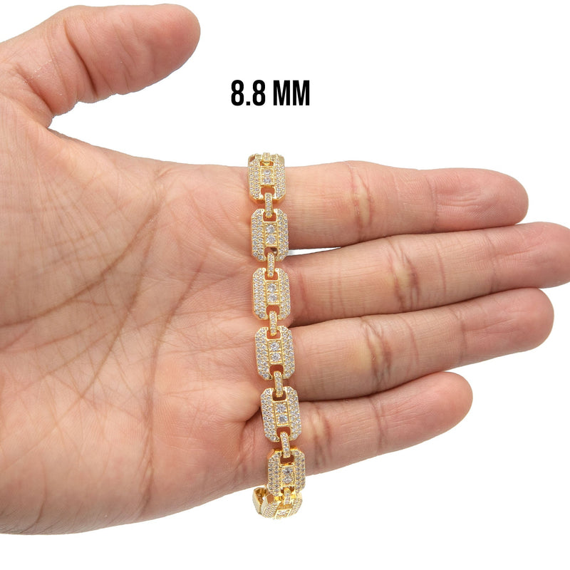 Silver Gold Ice Square Link Bracelet