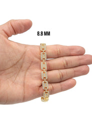 Silver Gold Ice Square Link Bracelet