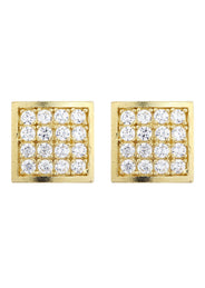 10K Square Gold Earrings For Men | Appx 3/8 Inches Wide