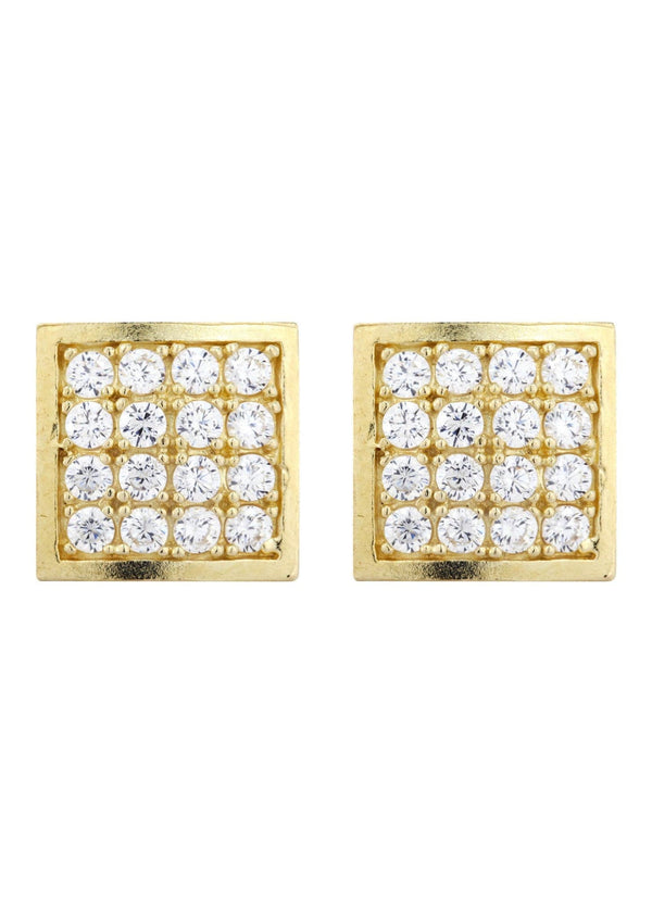 CZ 10K Yellow Gold Studs | Appx. Diameter 0.4 Inches