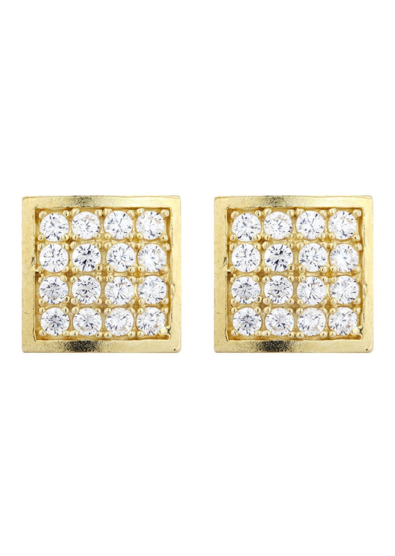CZ 10K Yellow Gold Studs | Appx. Diameter 0.4 Inches