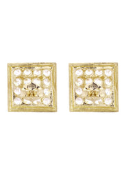 10K Square Gold Earrings For Men | Appx 3/8 Inches Wide