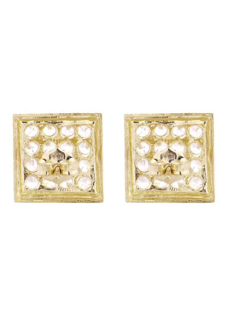 10K Square Gold Earrings For Men | Appx 3/8 Inches Wide