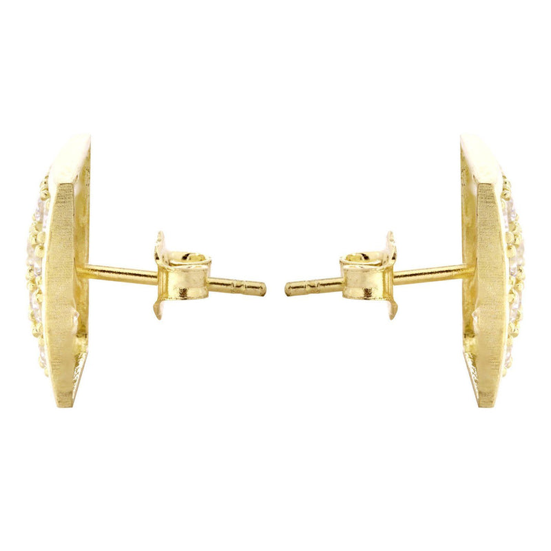 10K Square Gold Earrings For Men | Appx 3/8 Inches Wide