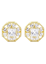 Cz 10K Yellow Gold Studs | Appx. Diameter 0.5 Inches