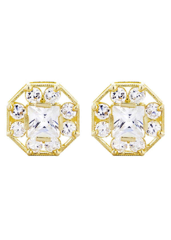Cz 10K Yellow Gold Studs | Appx. Diameter 0.5 Inches