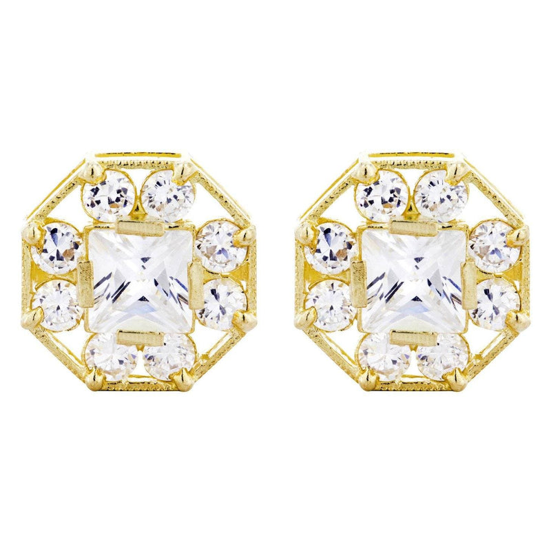 10K Octagon  Gold Earrings For Men | Appx 1/2 Inches Wide