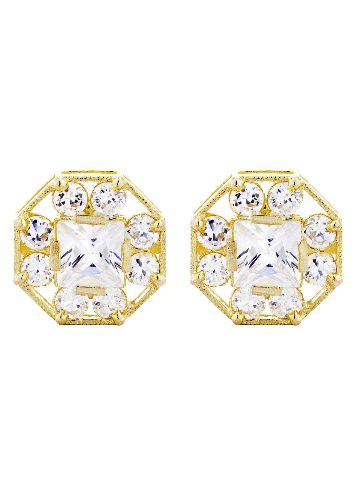 10K Octagon  Gold Earrings For Men | Appx 1/2 Inches Wide