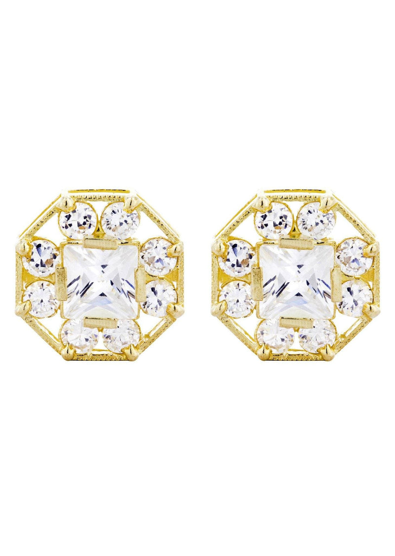 10K Octagon  Gold Earrings For Men | Appx 1/2 Inches Wide