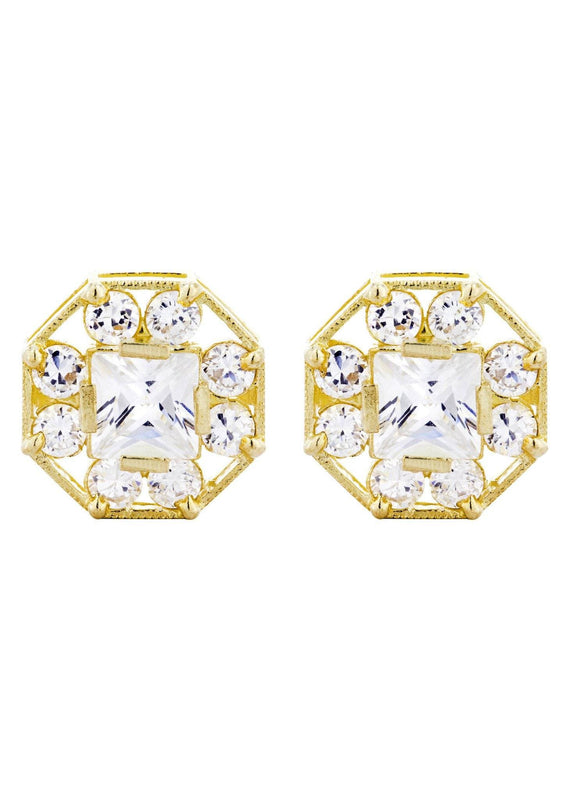 10K Octagon  Gold Earrings For Men | Appx 1/2 Inches Wide