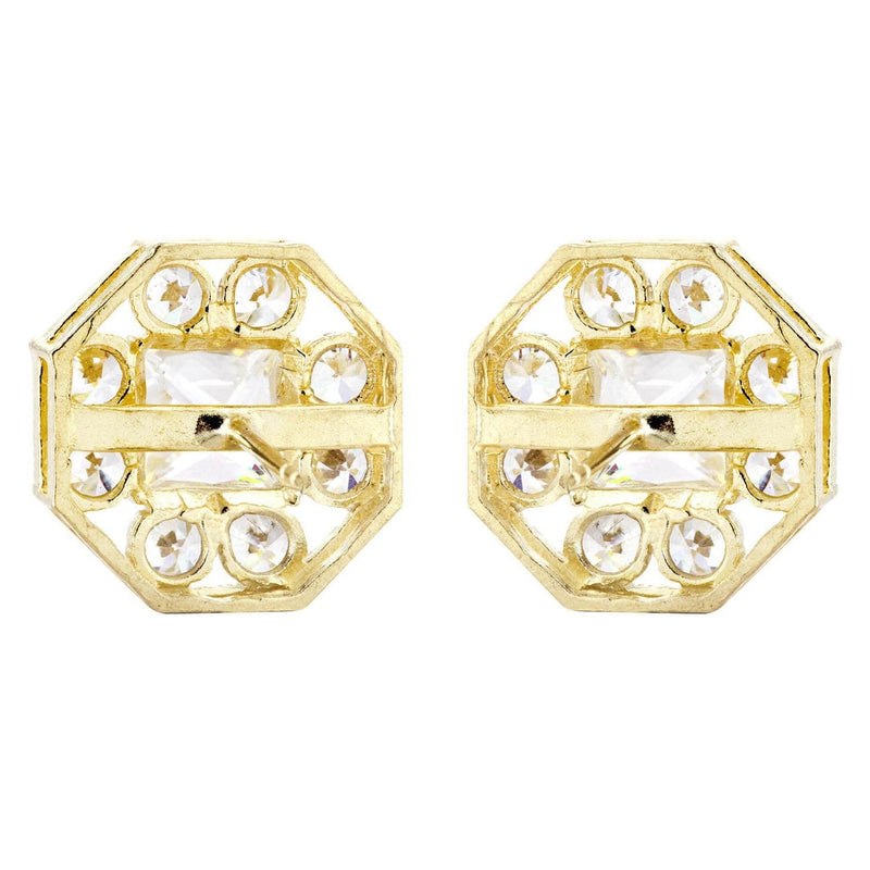 Cz 10K Yellow Gold Studs | Appx. Diameter 0.5 Inches