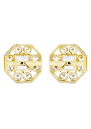 Cz 10K Yellow Gold Studs | Appx. Diameter 0.5 Inches