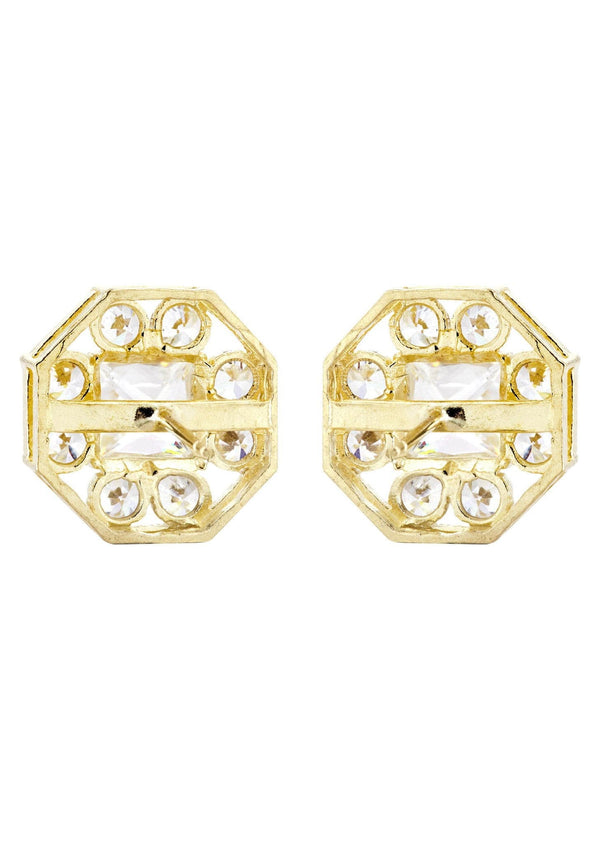 Cz 10K Yellow Gold Studs | Appx. Diameter 0.5 Inches