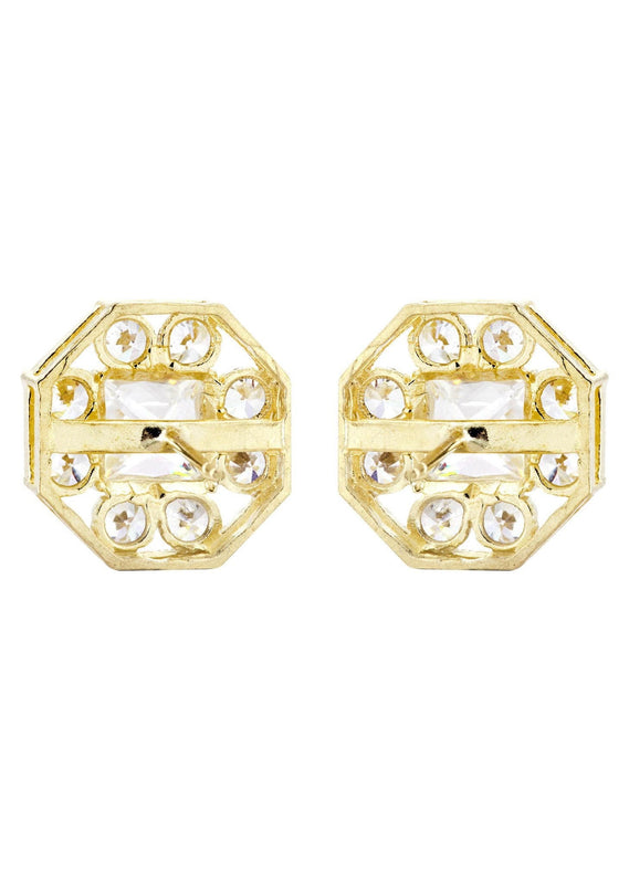 Cz 10K Yellow Gold Studs | Appx. Diameter 0.5 Inches