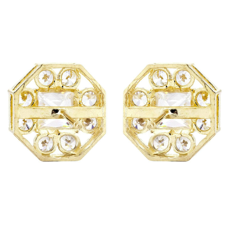10K Octagon  Gold Earrings For Men | Appx 1/2 Inches Wide