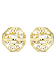 10K Octagon  Gold Earrings For Men | Appx 1/2 Inches Wide