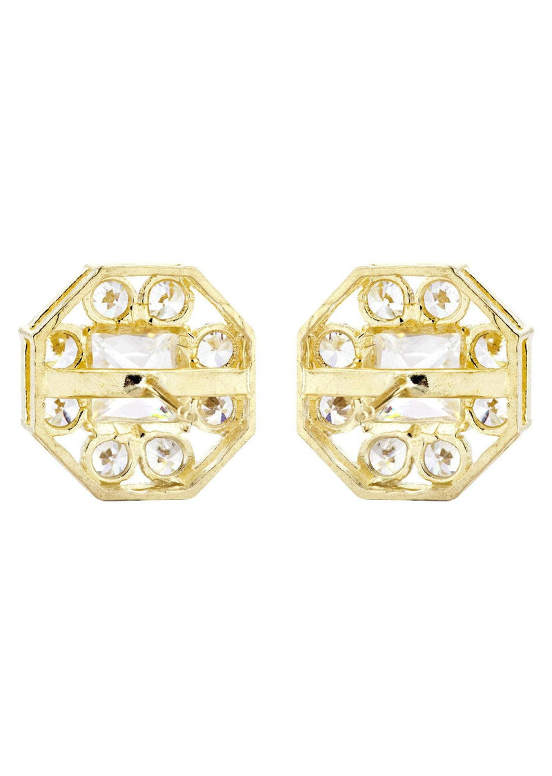 10K Octagon  Gold Earrings For Men | Appx 1/2 Inches Wide