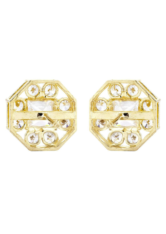 10K Octagon  Gold Earrings For Men | Appx 1/2 Inches Wide