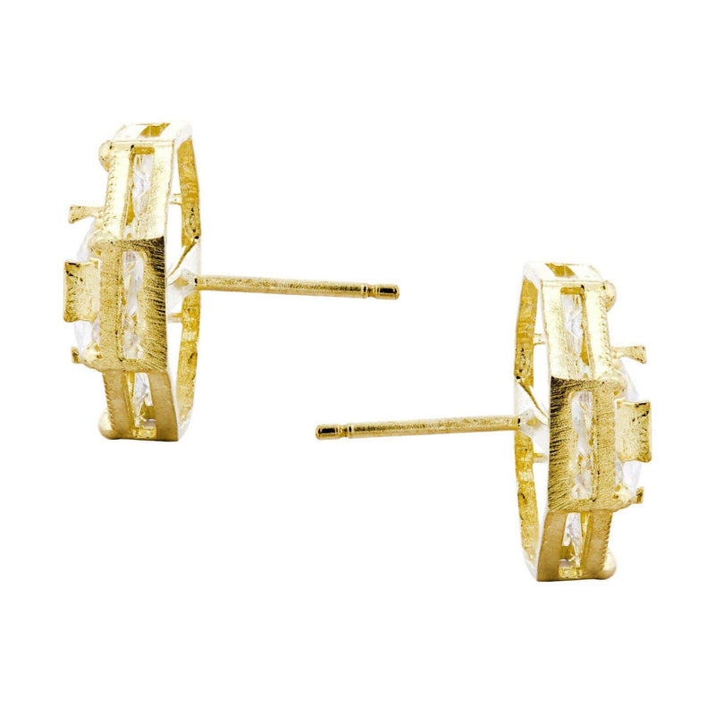 Cz 10K Yellow Gold Studs | Appx. Diameter 0.5 Inches