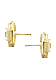 Cz 10K Yellow Gold Studs | Appx. Diameter 0.5 Inches