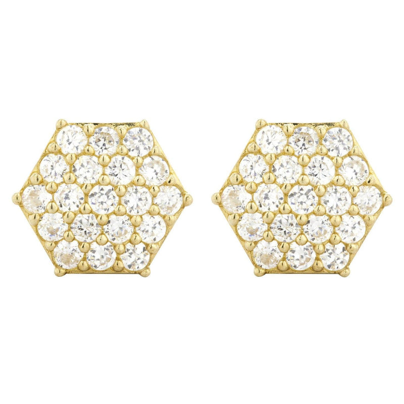 Cz 10K Yellow Gold Studs | Appx. Diameter 0.5 Inches