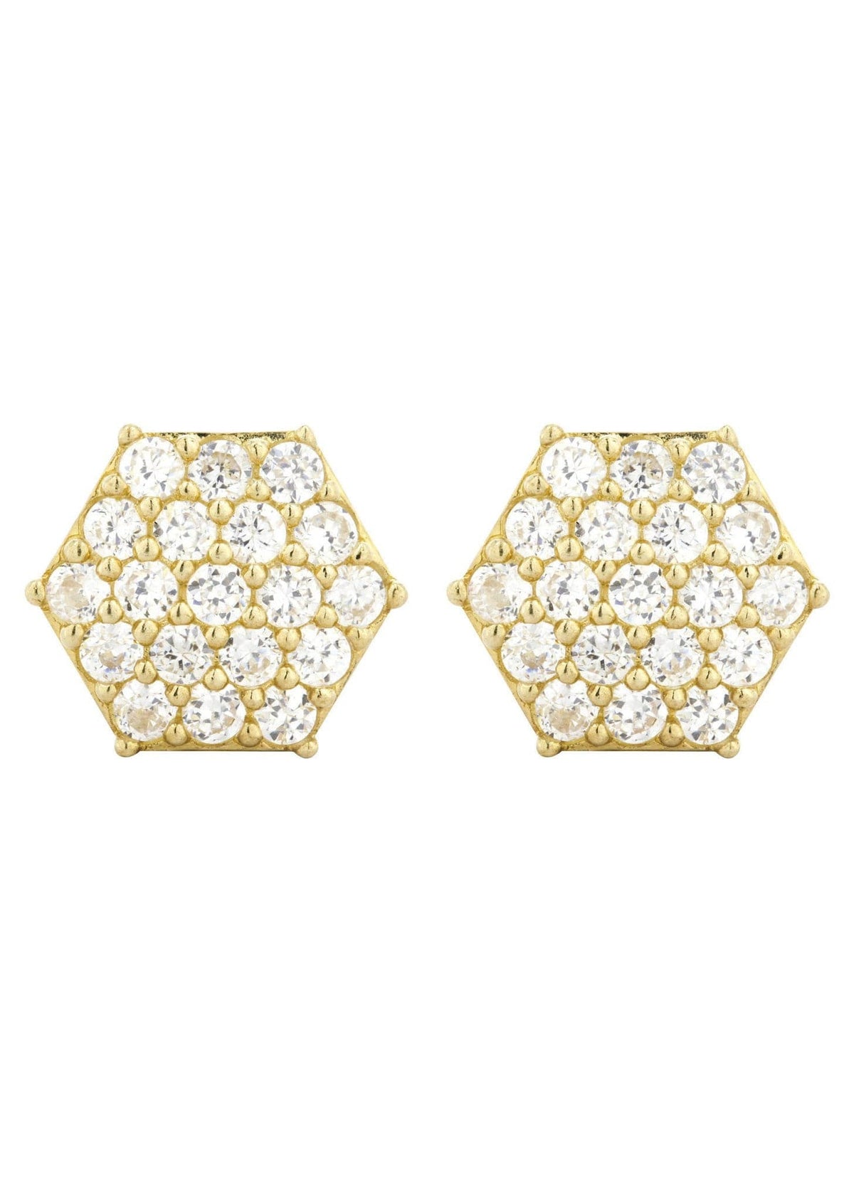 Cz 10K Yellow Gold Studs | Appx. Diameter 0.5 Inches