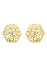 10K Octagon  Gold Earrings For Men | Appx 1/2 Inches Wide