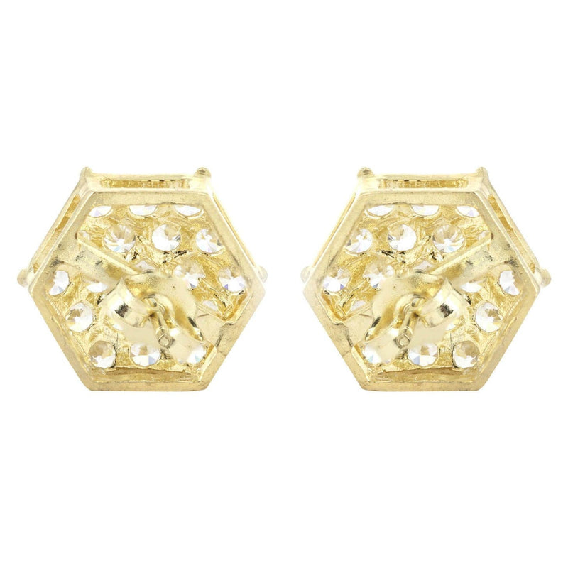 Cz 10K Yellow Gold Studs | Appx. Diameter 0.5 Inches