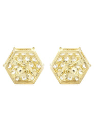 Cz 10K Yellow Gold Studs | Appx. Diameter 0.5 Inches