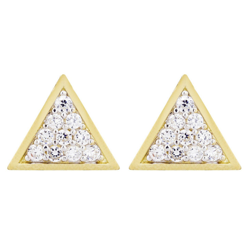 10K Triangle  Gold Earrings For Men | Appx 1/2 Inches Wide