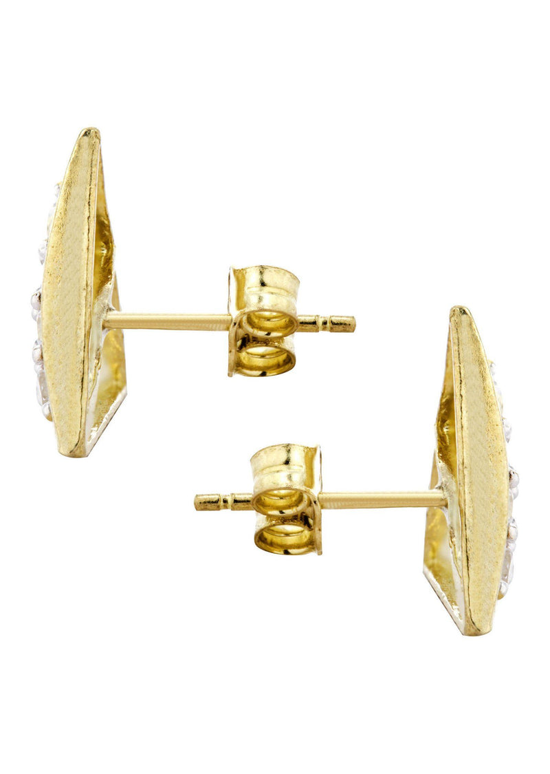10K Triangle  Gold Earrings For Men | Appx 1/2 Inches Wide