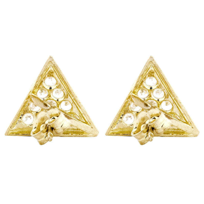 10K Triangle  Gold Earrings For Men | Appx 1/2 Inches Wide