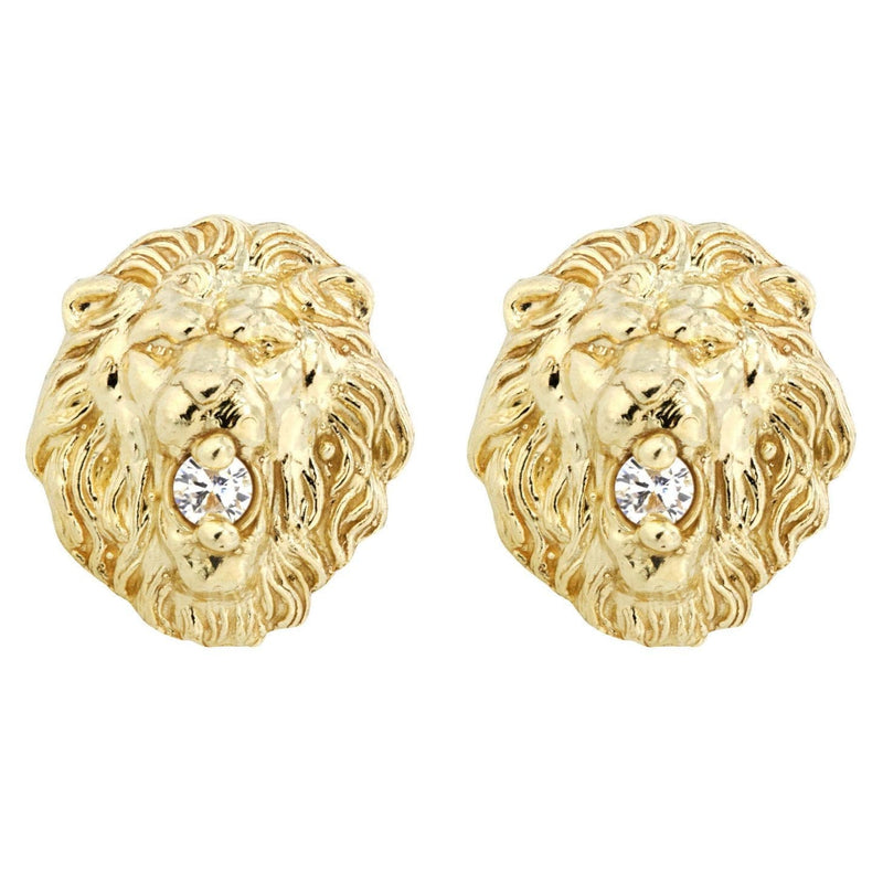 Lion 10K Yellow Gold Studs | Appx. Diameter 0.5 Inches