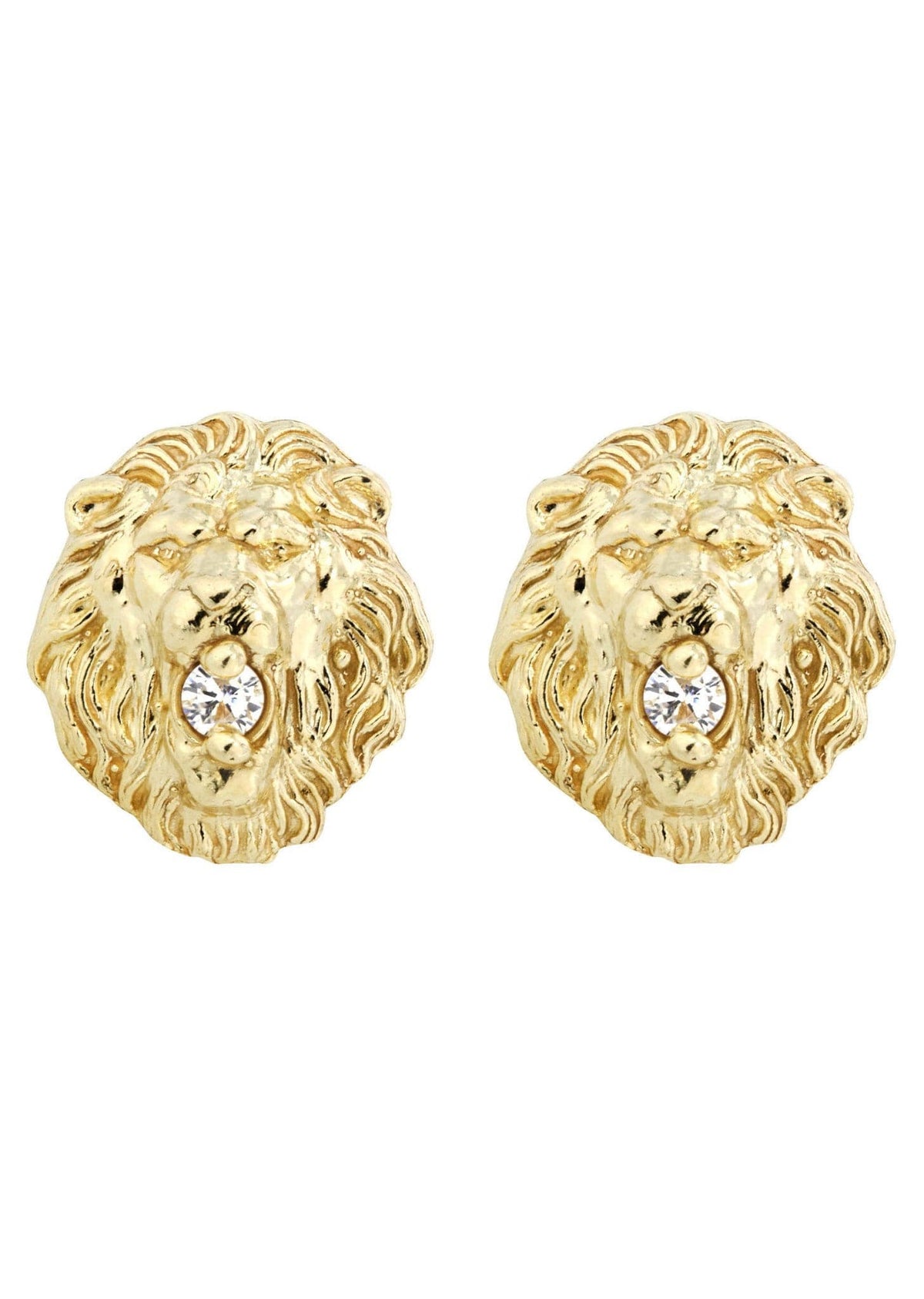 Lion 10K Yellow Gold Studs | Appx. Diameter 0.5 Inches