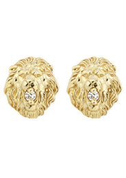 Lion 10K Yellow Gold Studs | Appx. Diameter 0.5 Inches